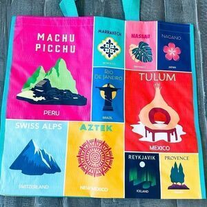 Reusable Large Eco Travel Theme Poster Tote Bag